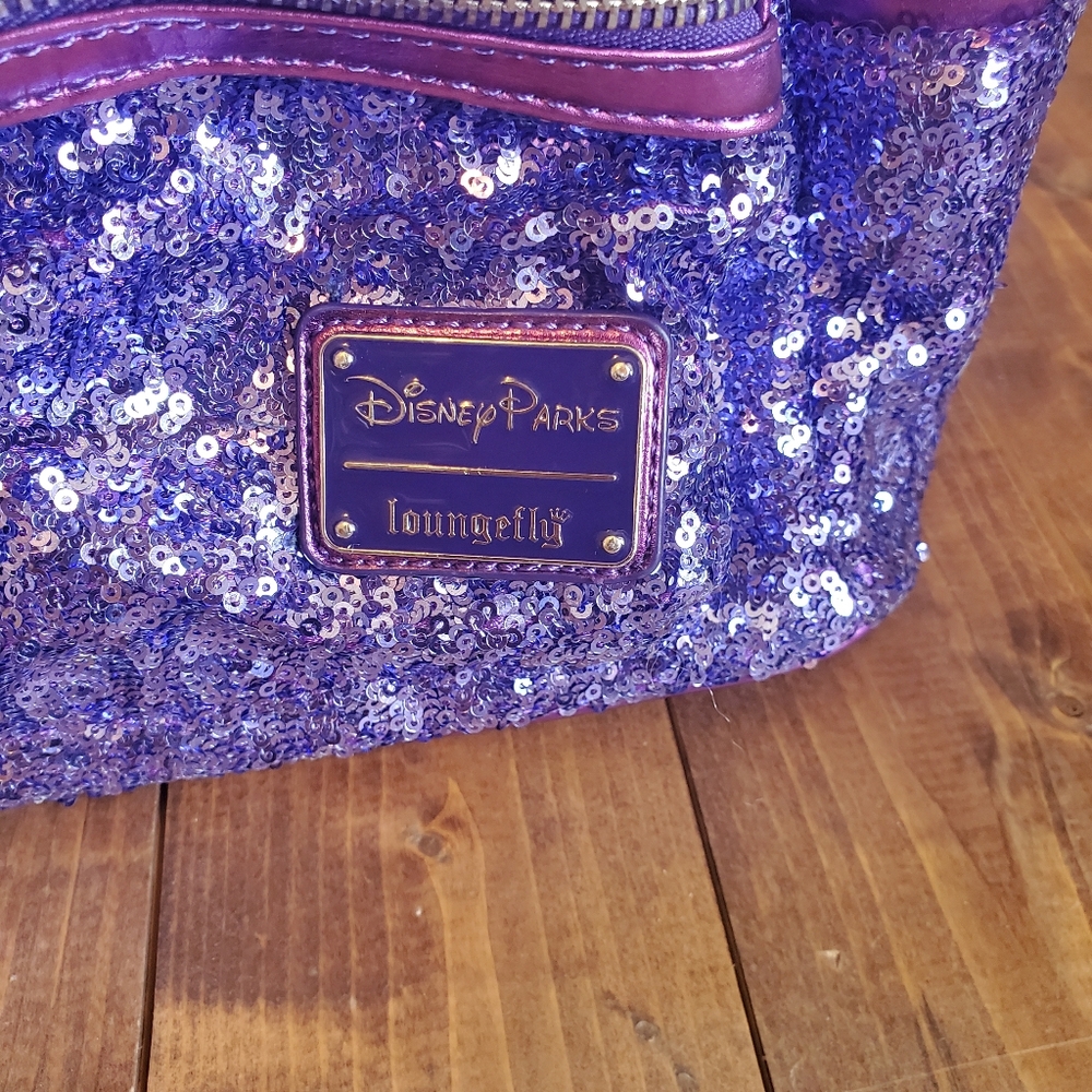 DisneyLoungefly Purple Sequin Backpack - Picture 6 of 13